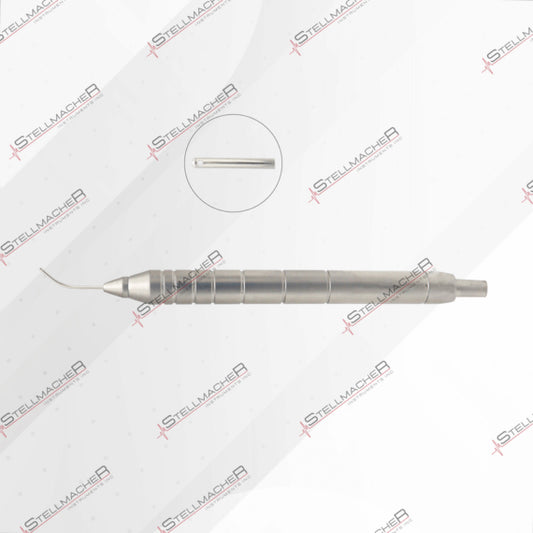 Aspirating cannula handpiece Conical Tip, aspirating port 0.3 mm, 21 ga, SS, overall length 11cm