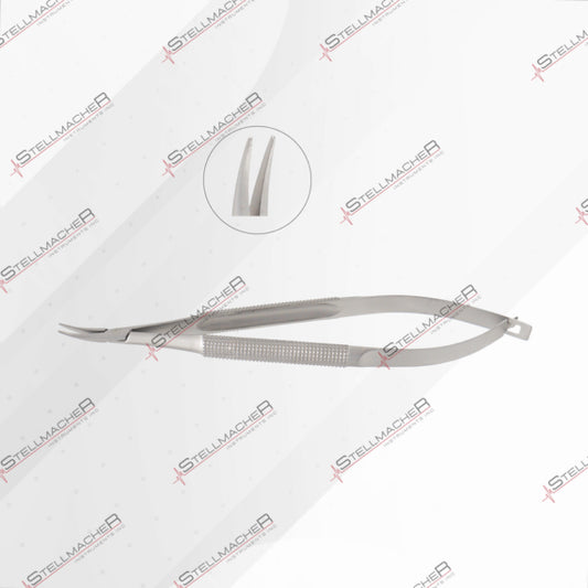Barraquer, Micro-Needle Holder, curved, 1 mm, with lock, overall length 12.5 cm