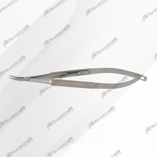 Barraquer – Micro Needle holder, curved, 0.6 x 10 mm, with lock, 11cm