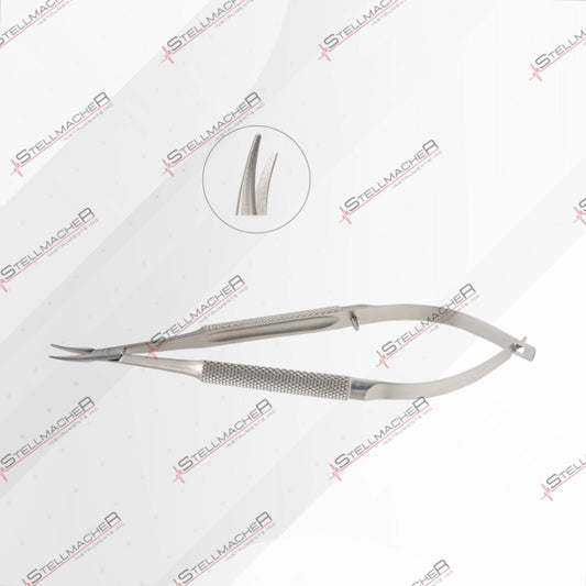 Barraquer, Micro-Needle holder, curved, standard model, 1.0 x 10 mm, without lock, overall length 12 cm