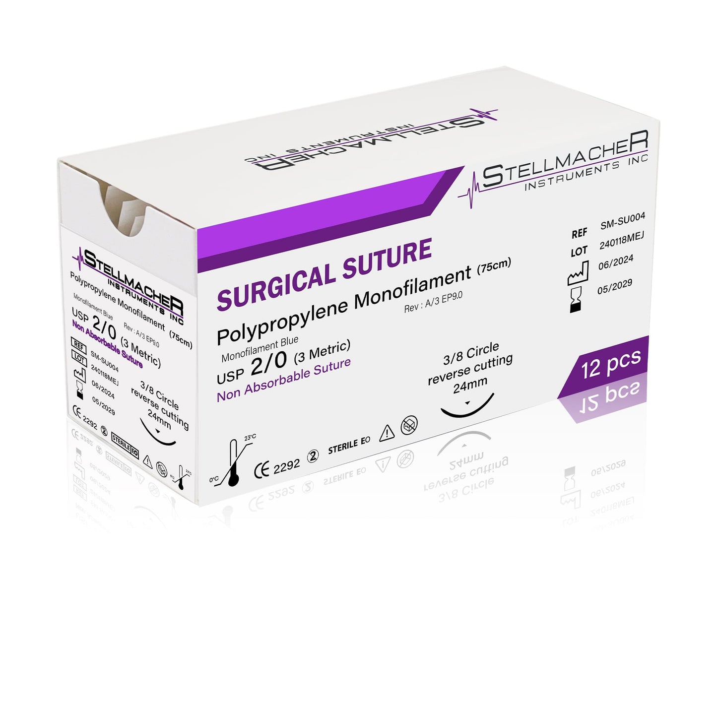 Polypropylene Surgical Sutures USP 2/0 – 12 Pcs Non-Absorbable