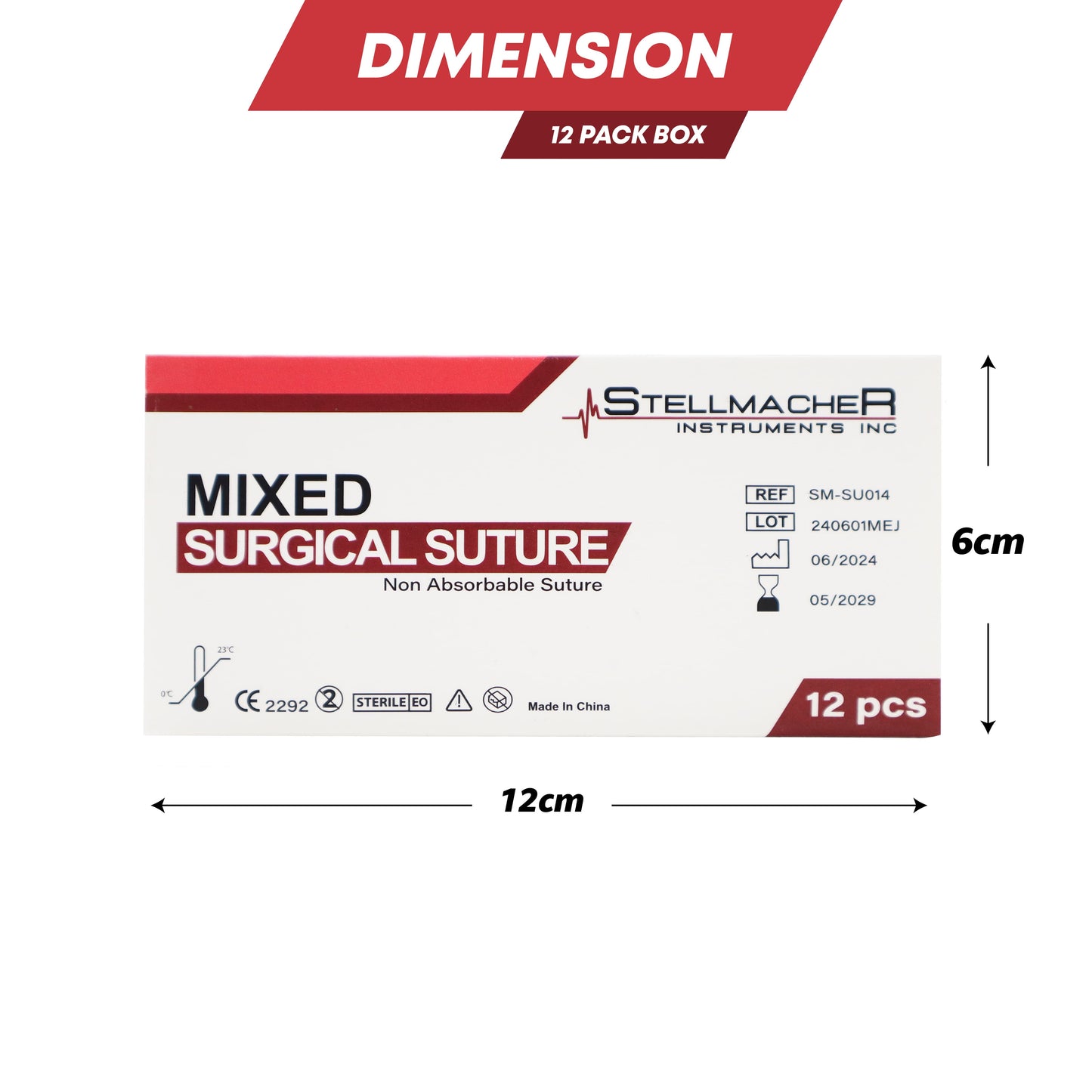 Mixed Surgical Sutures with Needle – 12 Pcs Non-Absorbable Training Threads