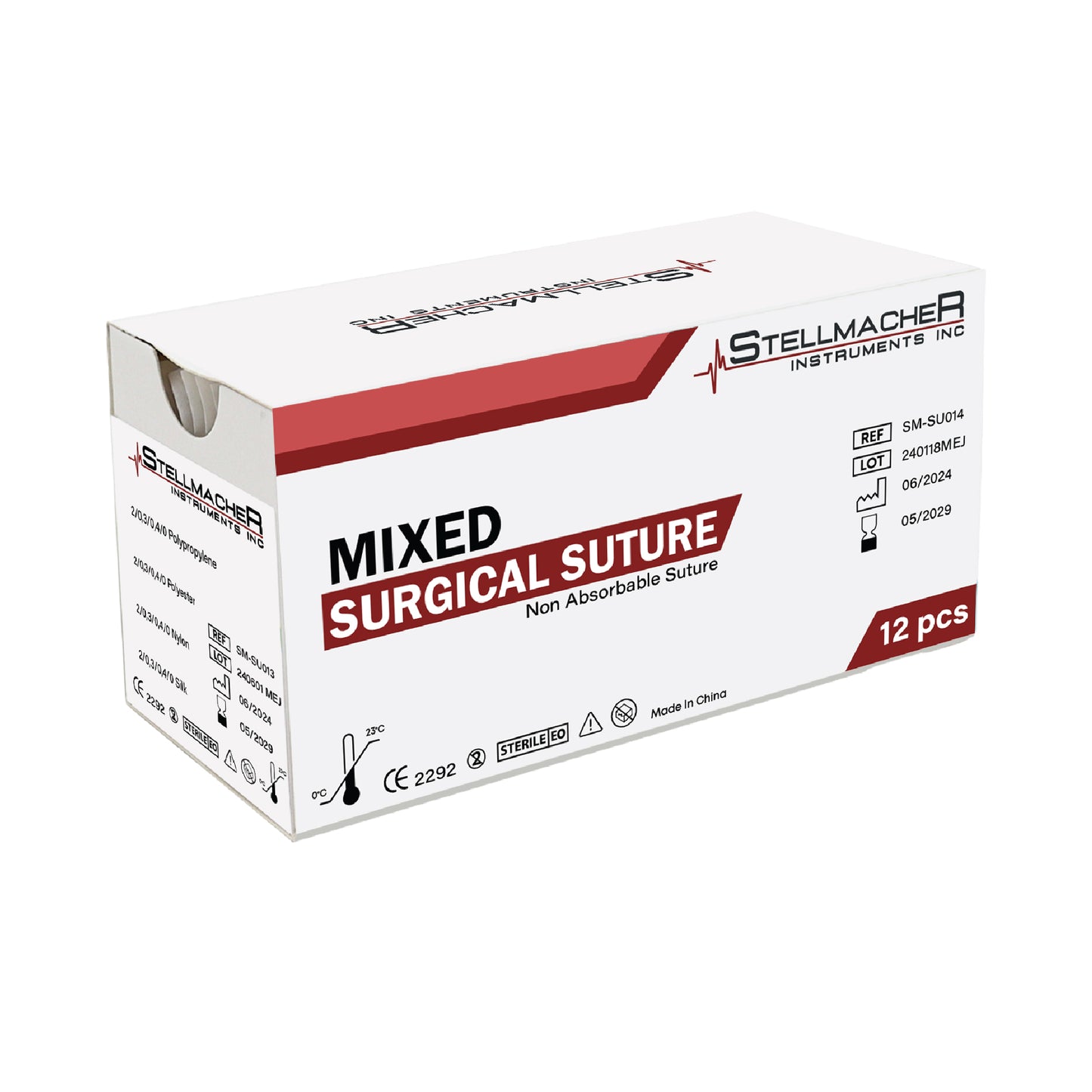 Mixed Surgical Sutures – 12 Pcs Non-Absorbable Suture Kit