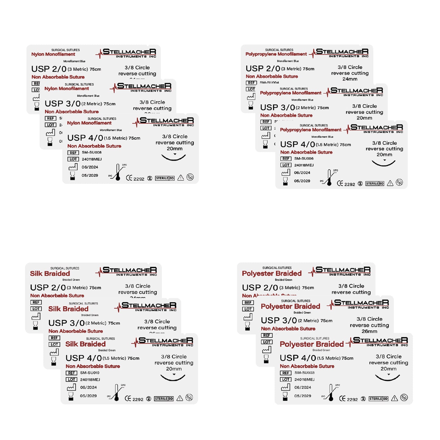 Mixed Surgical Sutures – 12 Pcs Non-Absorbable Suture Kit