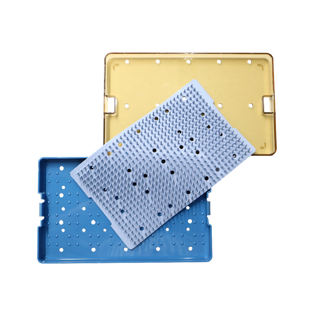 Plastic Sterilization Tray with Silicone Finger Mat - 265 x 160 x 22mm