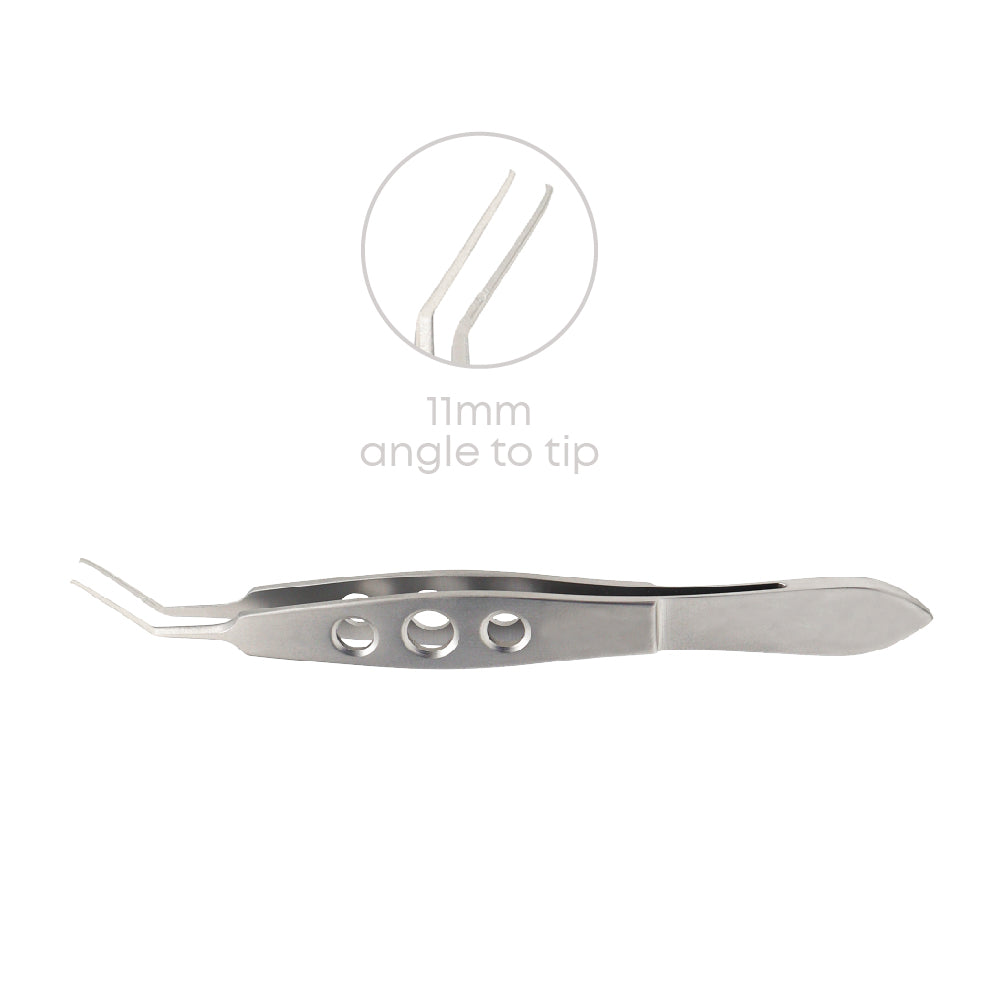 Utrata Capsulorhexis forceps, very delicate grasping tips, overall length 10.5 cm, angle to tip 11 mm