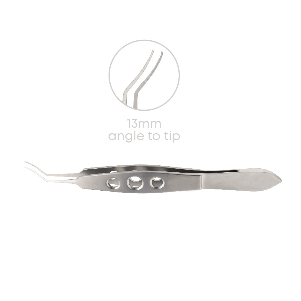 Lehner Capsulorhexis Forceps, curved, very delicate grasping tips, 10.5cm, angle to tip 13 mm