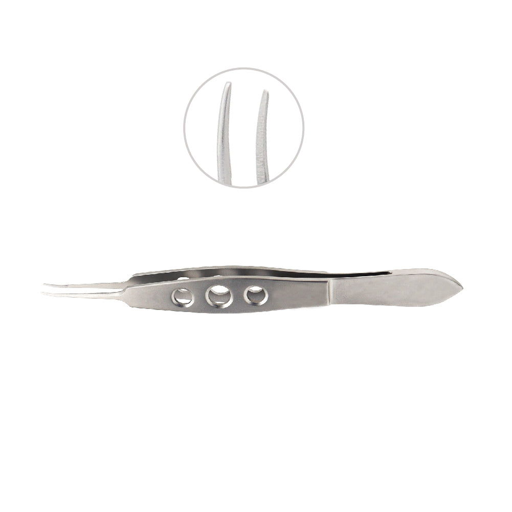 Jaffe Tying Forceps, curved, with 0.5 x 6 mm tying platform, overall length 10.5 cm