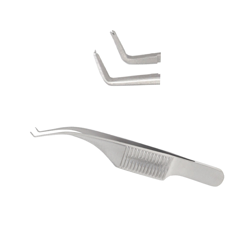 Barraquer, Colibri Micro Suture forceps, 1 x 2 teeth, 0.12 mm, with platform, overall length 7.5 cm