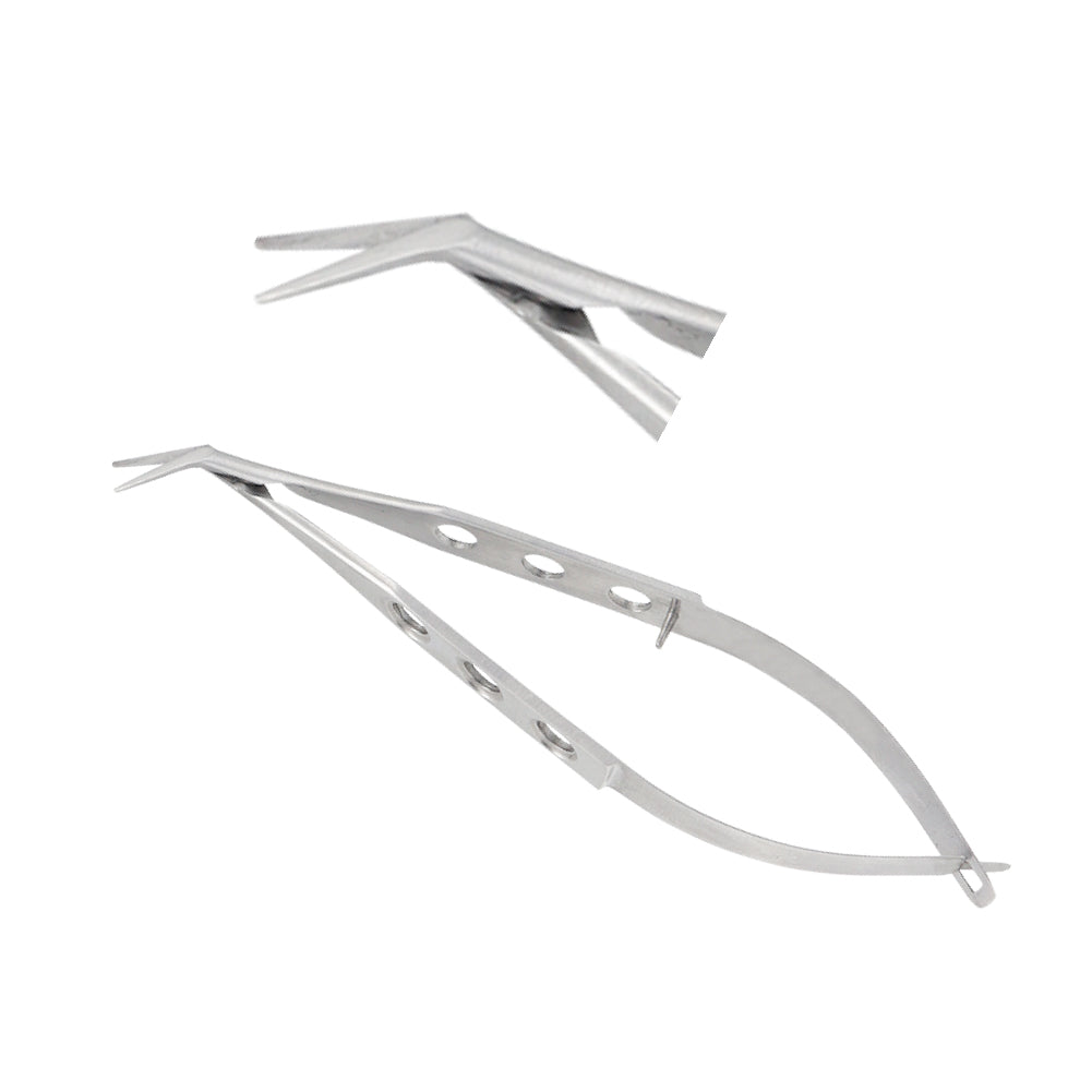 Corneal Micro scissors, angled, blunt, left overall length 10 cm
