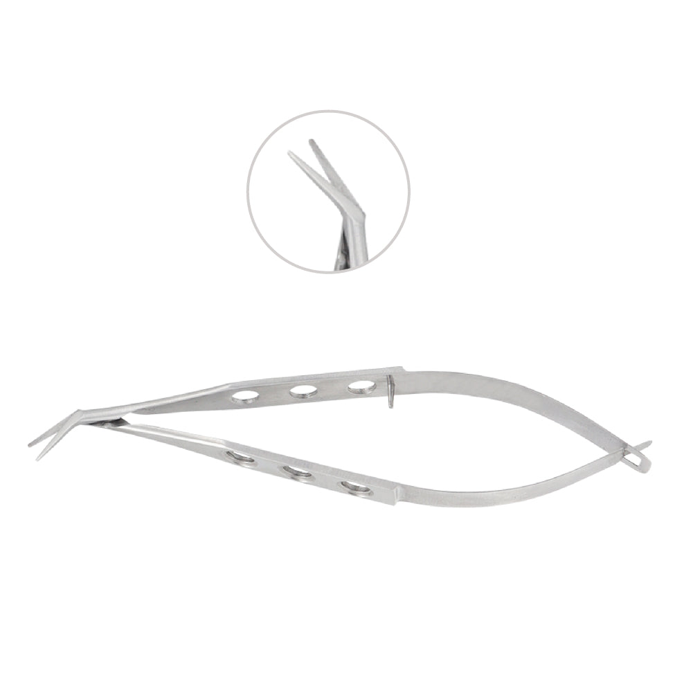 Corneal Micro scissors, angled, blunt, left overall length 10 cm