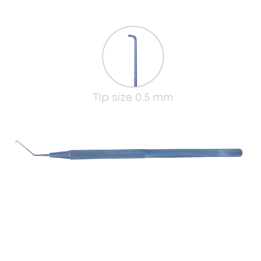 Phaco chopper, 60°, angled, 0.5 mm, overall length 12.5 cm Titanium