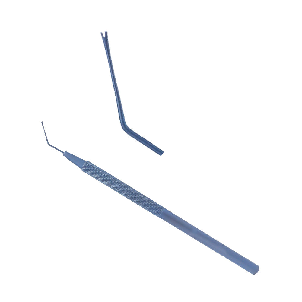 Graefe Nucleus Rotator, Y-Diallor tip, angled, 0.4 mm, overall length 12.5 cm Titanium