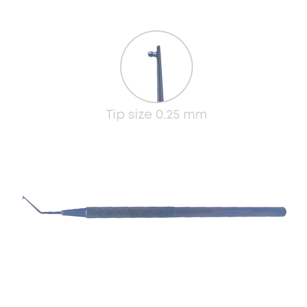 Lester Nucleus rotator, 0.25 mm, T-Dialler tip, Angled, overall length 12.5 cm, Titanium