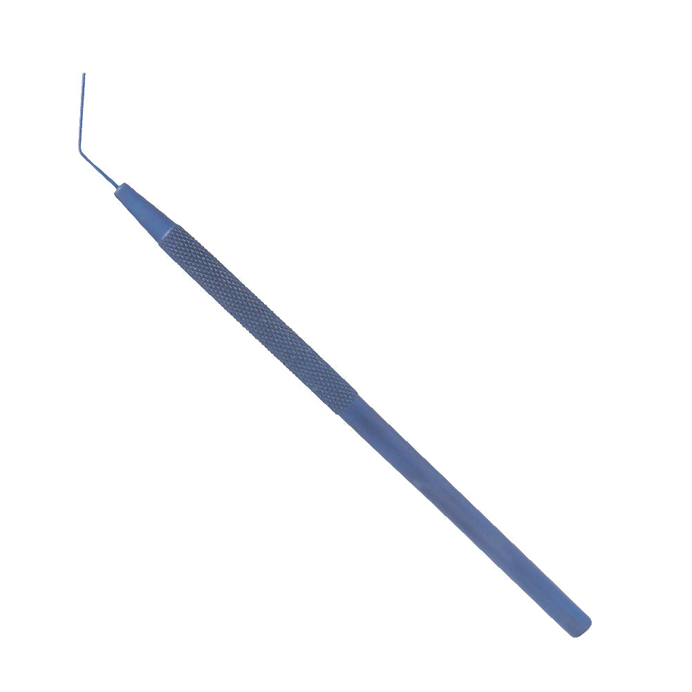 Lens Round Spatula, 0.5 mm, Angled, Blunt, overall length 12.5 cm, Titanium