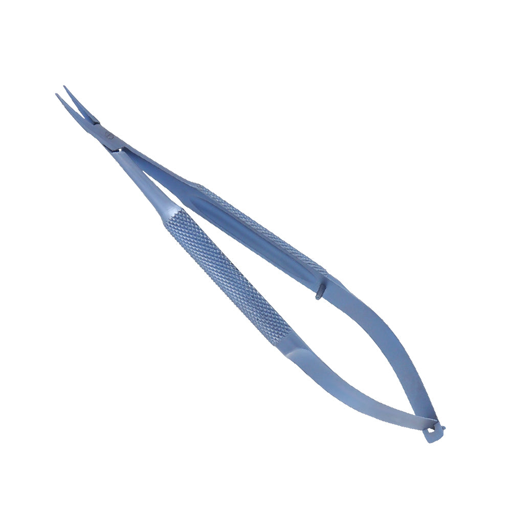 Barraquer, Micro Needle holder, curved, without lock, overall length 12 cm, Titanium