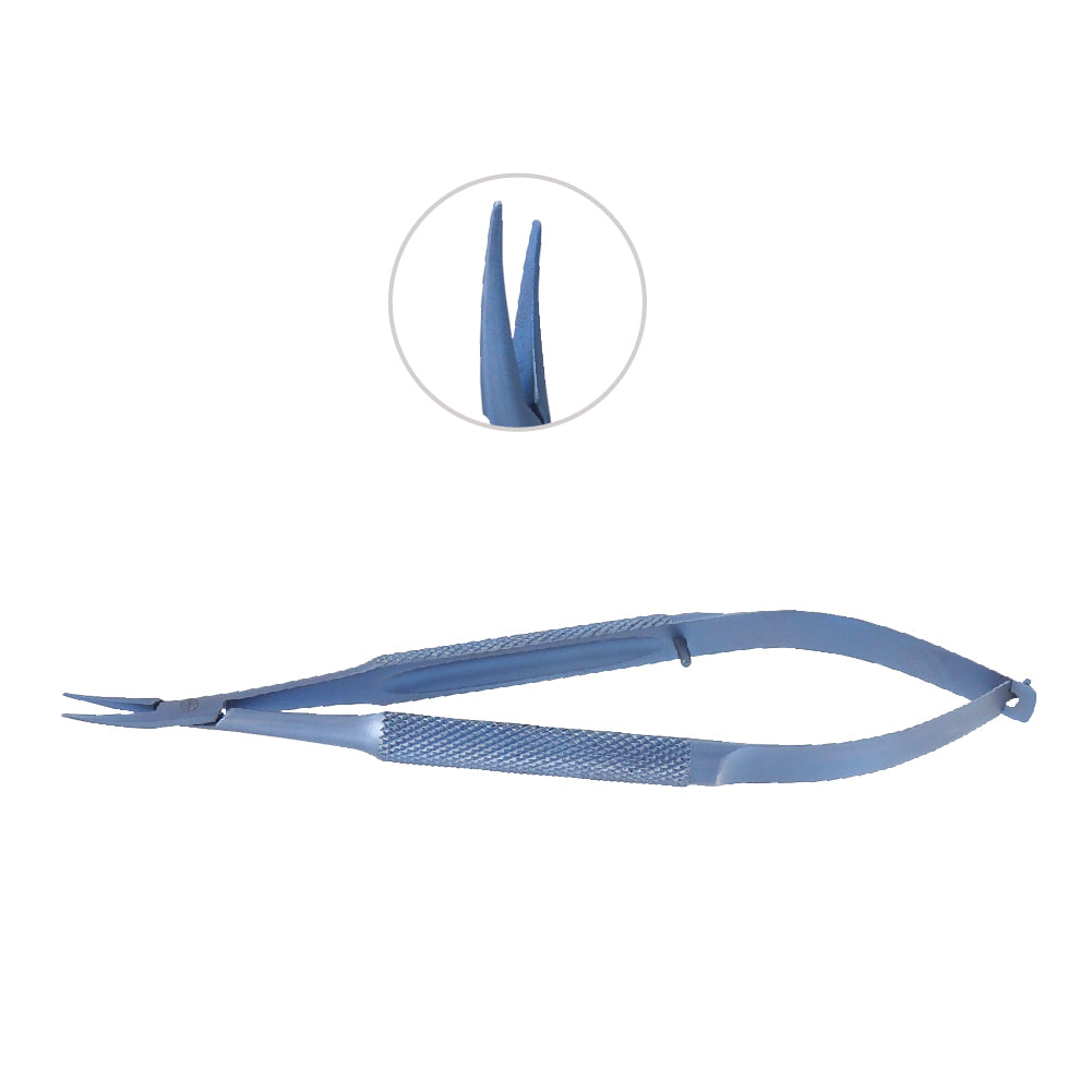 Barraquer, Micro Needle holder, curved, without lock, overall length 12 cm, Titanium