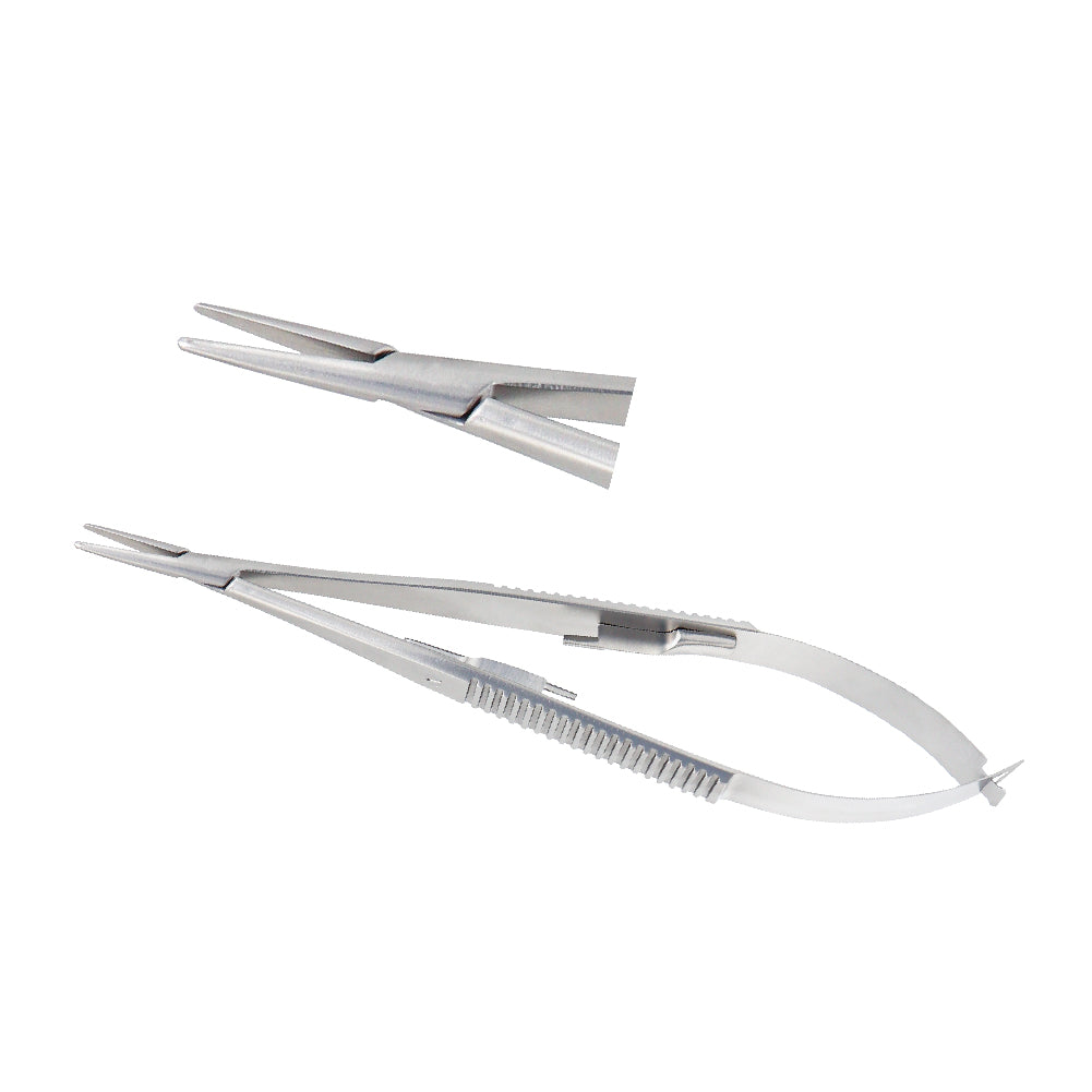 Castroviejo Micro Needle holder, straight, 1.0 x 12 mm, with lock, overall length 14 cm