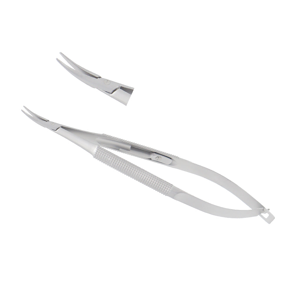 Barraquer - Micro Needle holder, curved, 0.6 x 10 mm, with lock, 11cm