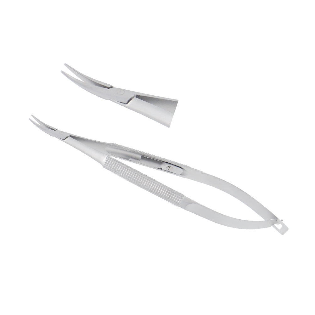 Barraquer, Micro Needle holder, curved, standard model, 1.0 x 10 mm, with lock, overall length 12 cm