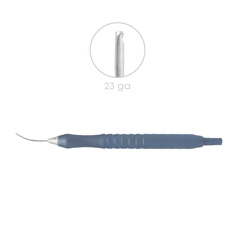 Aspirating cannula handpiece Conical Tip, aspirating port 0.3 mm, 23 ga, TT overall length 11cm Titanium