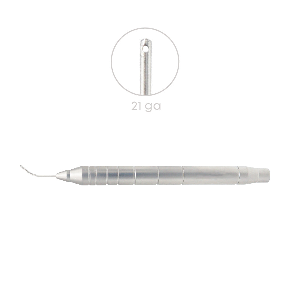Irrigating Cannula handpiece Conical Tip, Irrigating port 2 x 0.5 mm, 21 ga, SS, overall length 11 cm