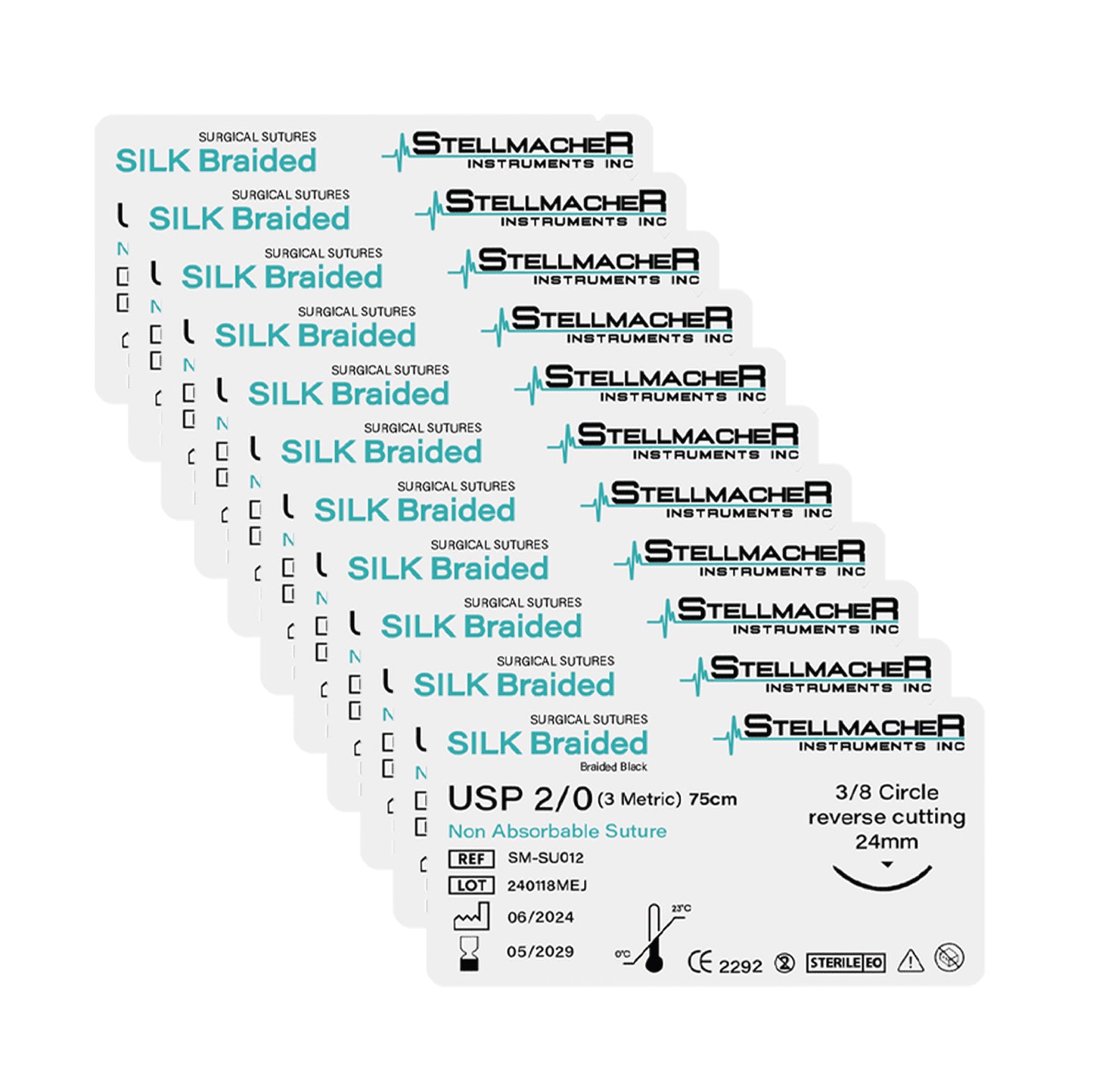 Silk Suture Thread Kit 2/0 – Pack of 12