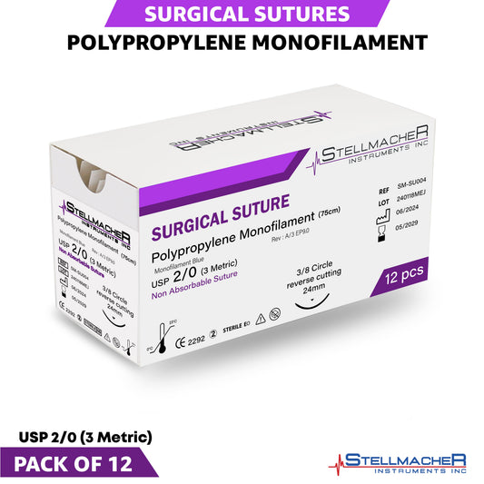 Polypropylene Surgical Sutures USP 2/0 – 12 Pcs Non-Absorbable