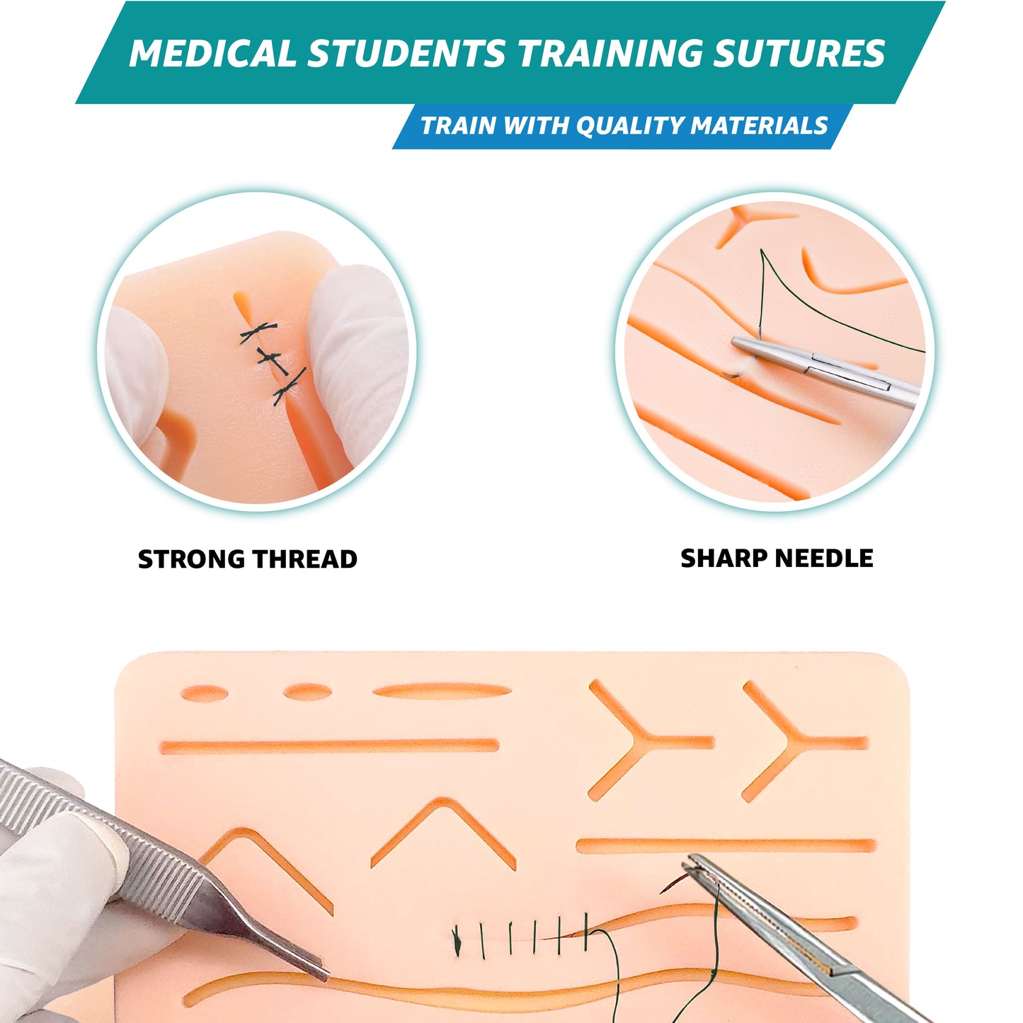 Silk Braided Suture 4/0 with Reverse Cutting Needle – 12 Pcs Surgical Training Sutures