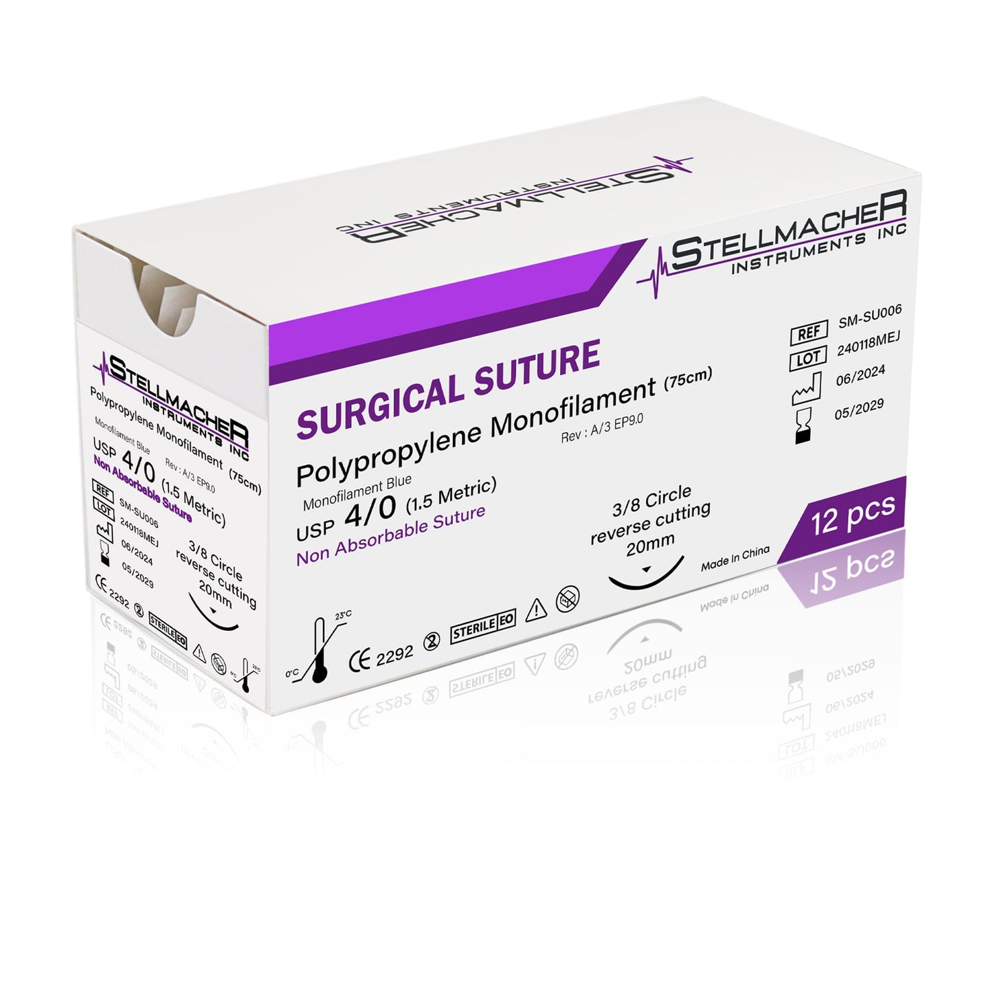 Polypropylene Surgical Sutures USP 4/0 – 12 Pcs Non-Absorbable