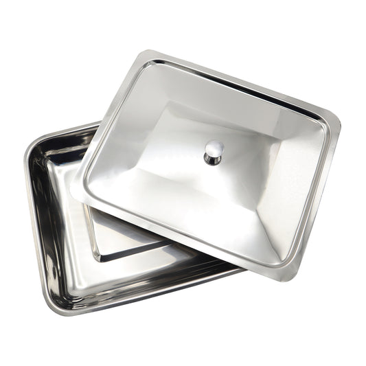 Stainless Steel Instrument Tray with Lid & handle grip