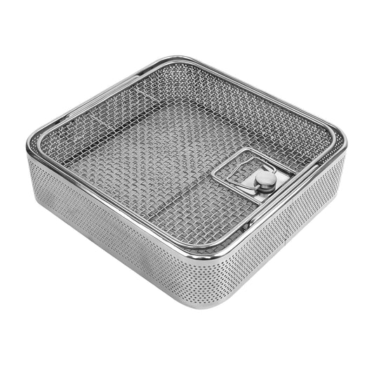 Hybrid Sterilization Basket with Lid – 6×6mm Wire Mesh