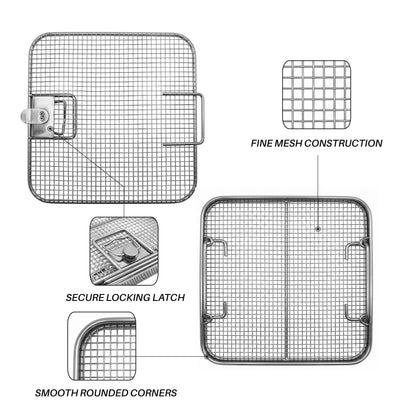 Hybrid Sterilization Basket with Lid – 6×6mm Wire Mesh