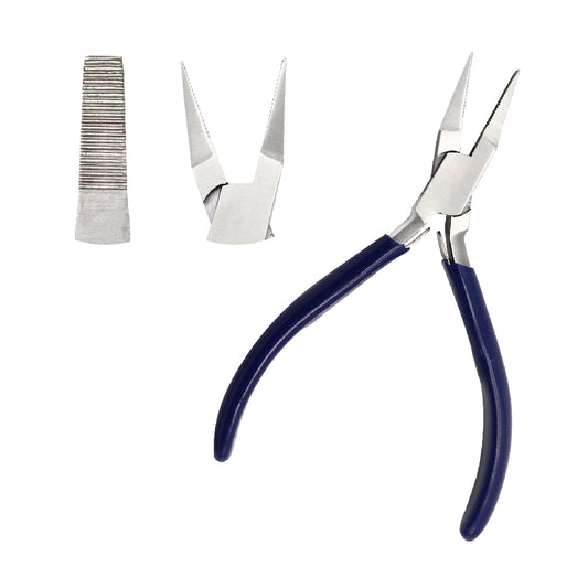 Flat Nose Plier Serrated with Spring - 13cm