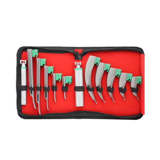 Fiber Optic Reusable Laryngoscope Sets Single use (Macintosh + Miller) Blades + 2 Reusable Handles – Set Of 12 - Stellmacher Instruments inc.