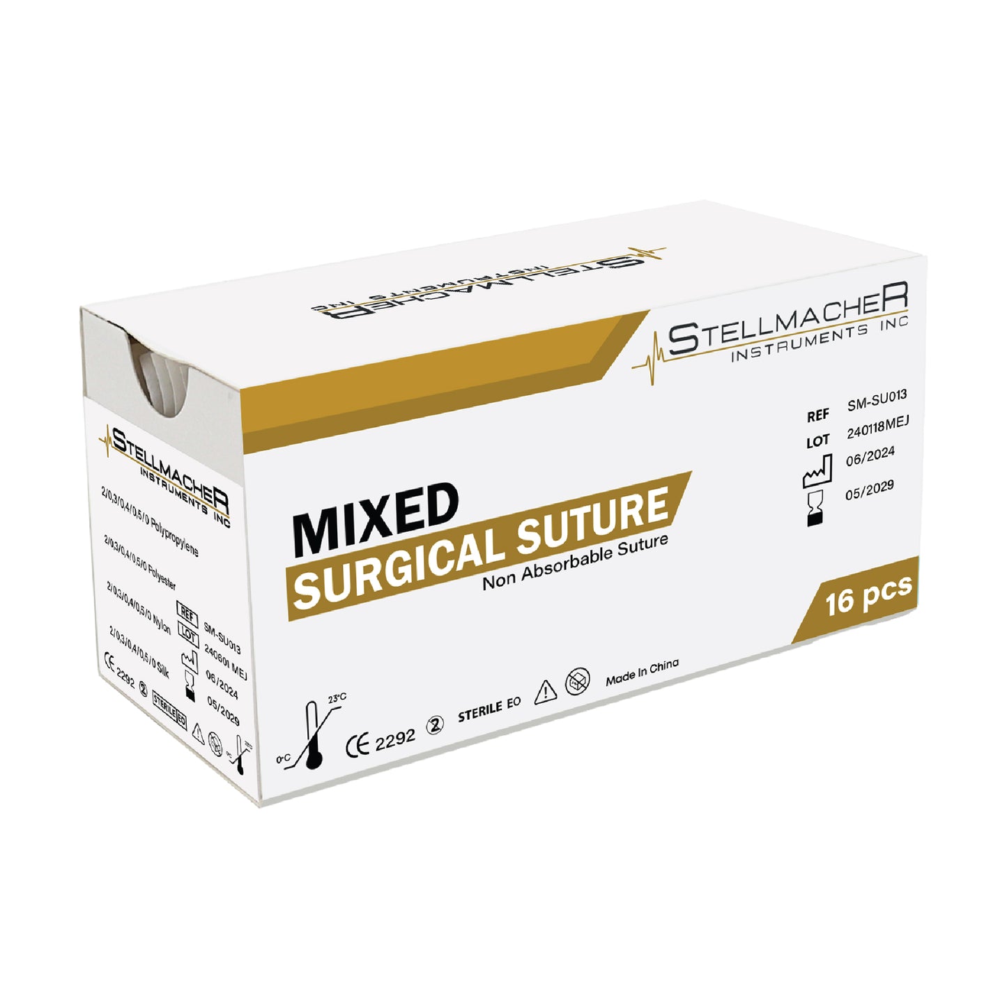 Mixed Surgical Sutures – 16 Pcs Non-Absorbable Suture Kit