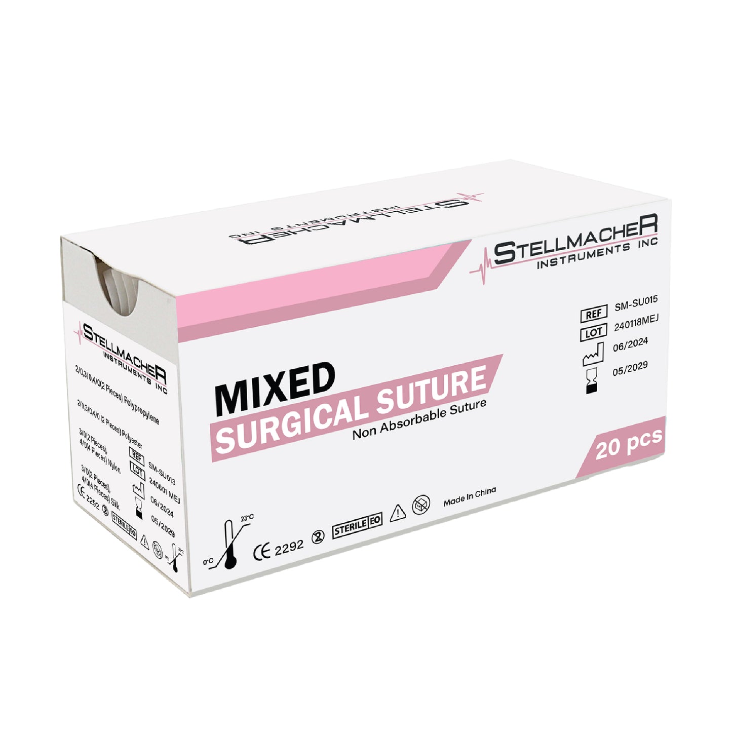 Mixed Surgical Sutures – 20 Pcs Non-Absorbable Suture Kit