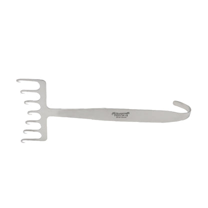 Coronal Brow Lift Retractor - 7 prongs, 5 offset prongs, blade width 70 mm, length 18 cm