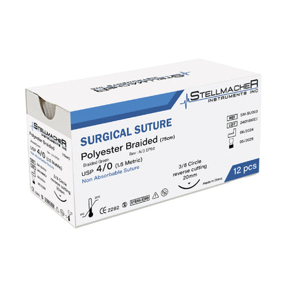 Polyester Suture Thread Kit 4/0 - Pack of 12