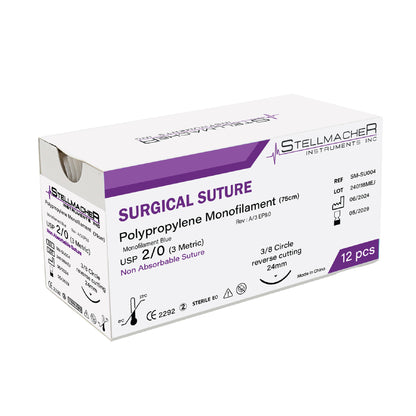 Polypropylene Suture Thread Kit 2/0 - Pack of 12