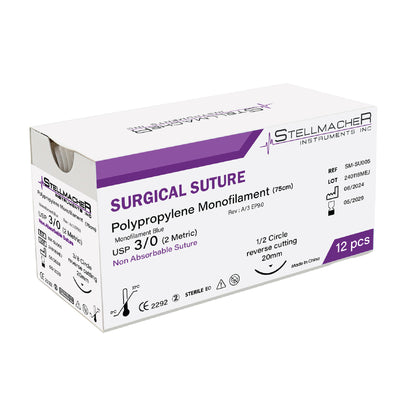 Polypropylene Suture Thread Kit 3/0 - Pack of 12