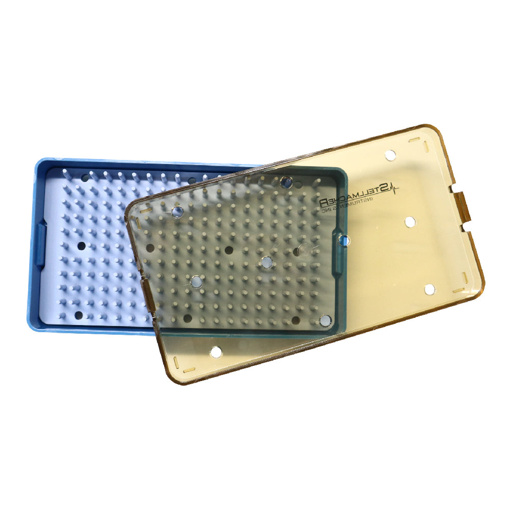 Plastic Sterilization Tray with Silicone Finger Mat - 160 x 90 x 22mm - Stellmacher Instruments inc.