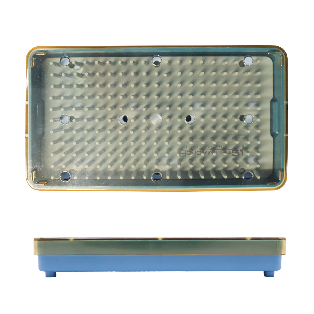 Plastic Sterilization Tray with Silicone Finger Mat - 160 x 90 x 22mm - Stellmacher Instruments inc.