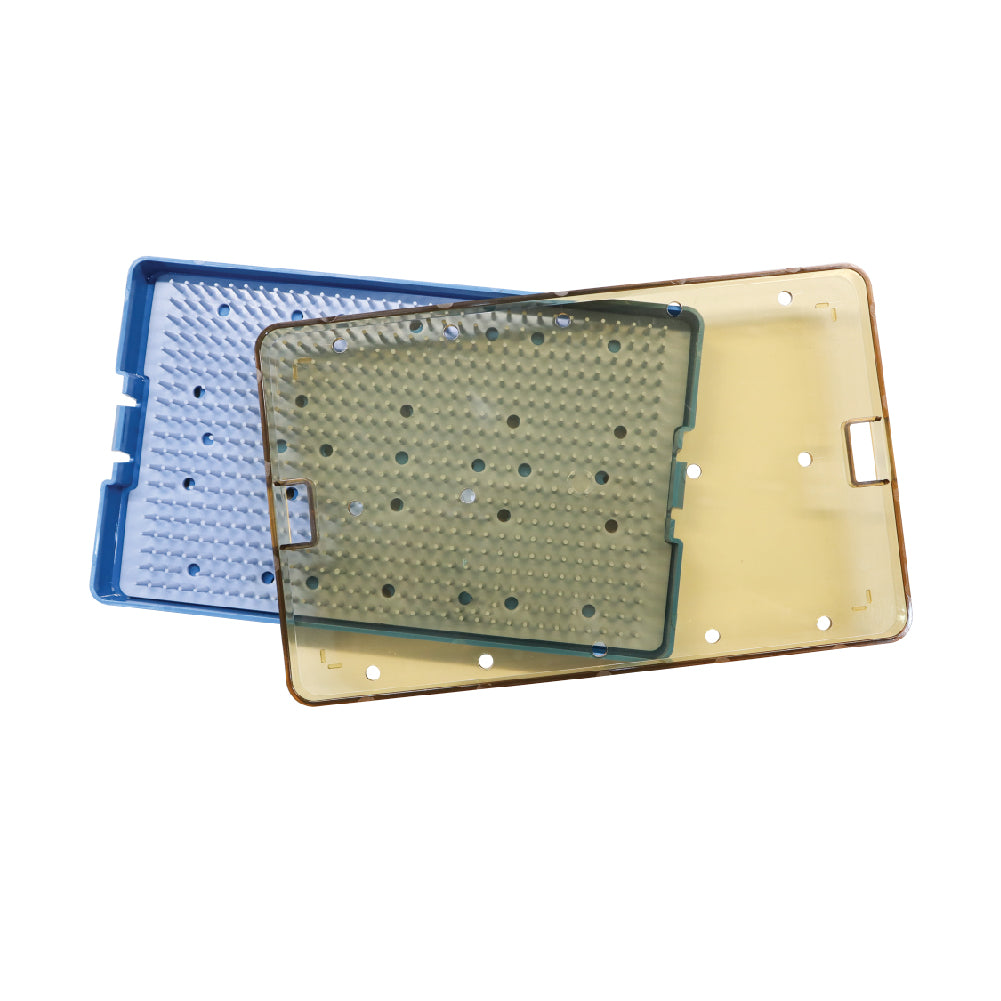 Plastic Sterilization Tray with Silicone Finger Mat - 265 x 160 x 22mm - Stellmacher Instruments inc.