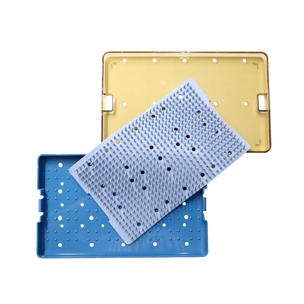 Plastic Sterilization Tray with Silicone Finger Mat - 265 x 160 x 22mm - Stellmacher Instruments inc.