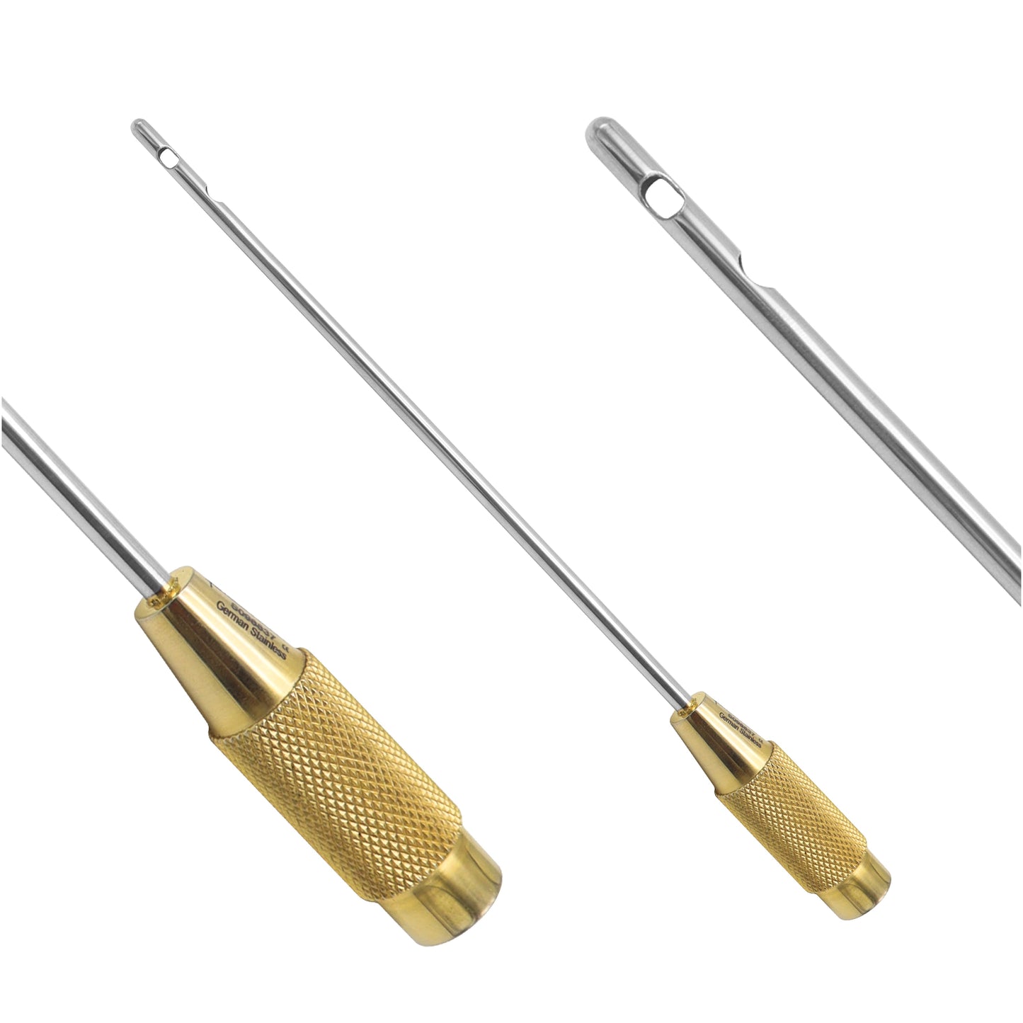3-Port Liposuction Cannula – 2 Transverse + 1 Central Hole | 4mm & 5mm × 15cm