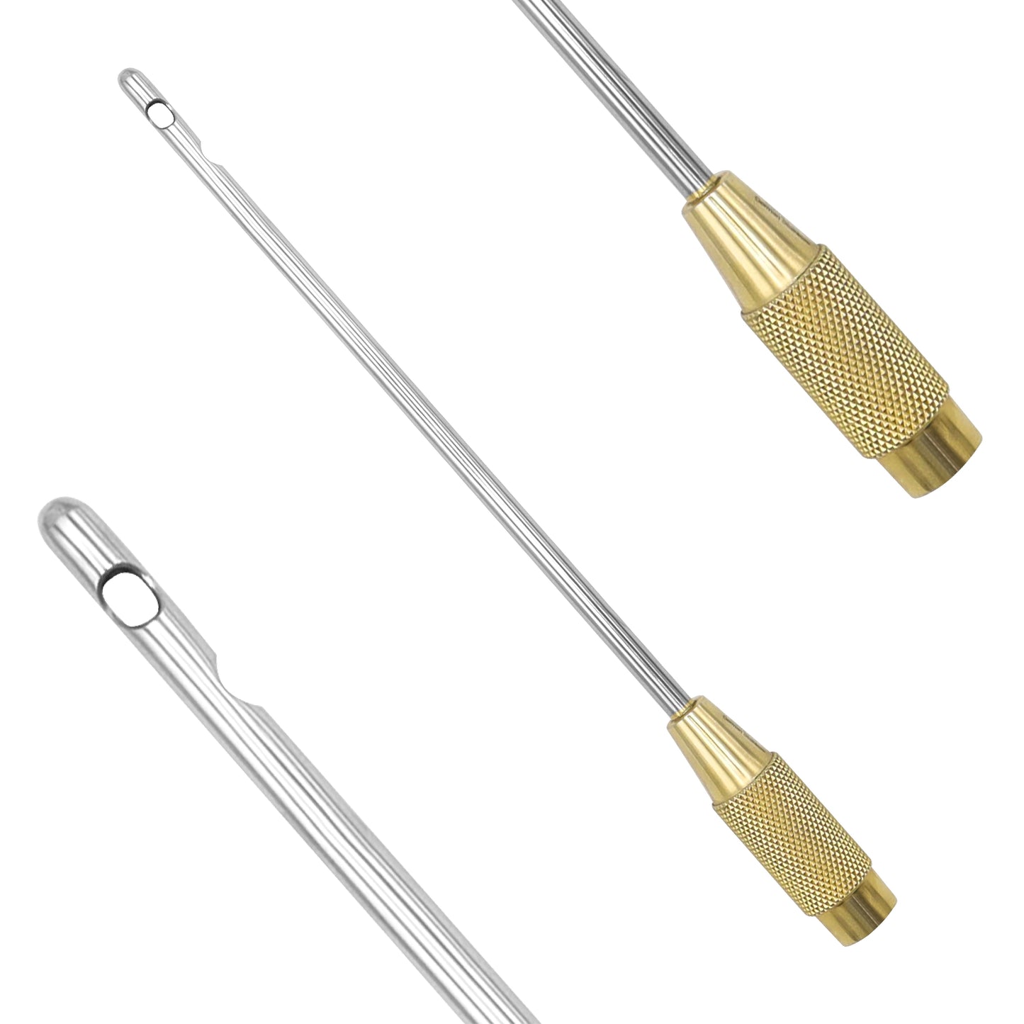 3-Port Liposuction Cannula – 2 Transverse + 1 Central Hole | 4mm & 5mm × 15cm