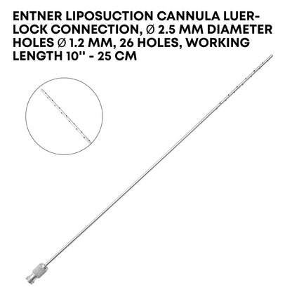 ENTNER Multiport Liposuction Cannula – 26 Holes, Ø2.5mm × 25cm, Luer-Lock