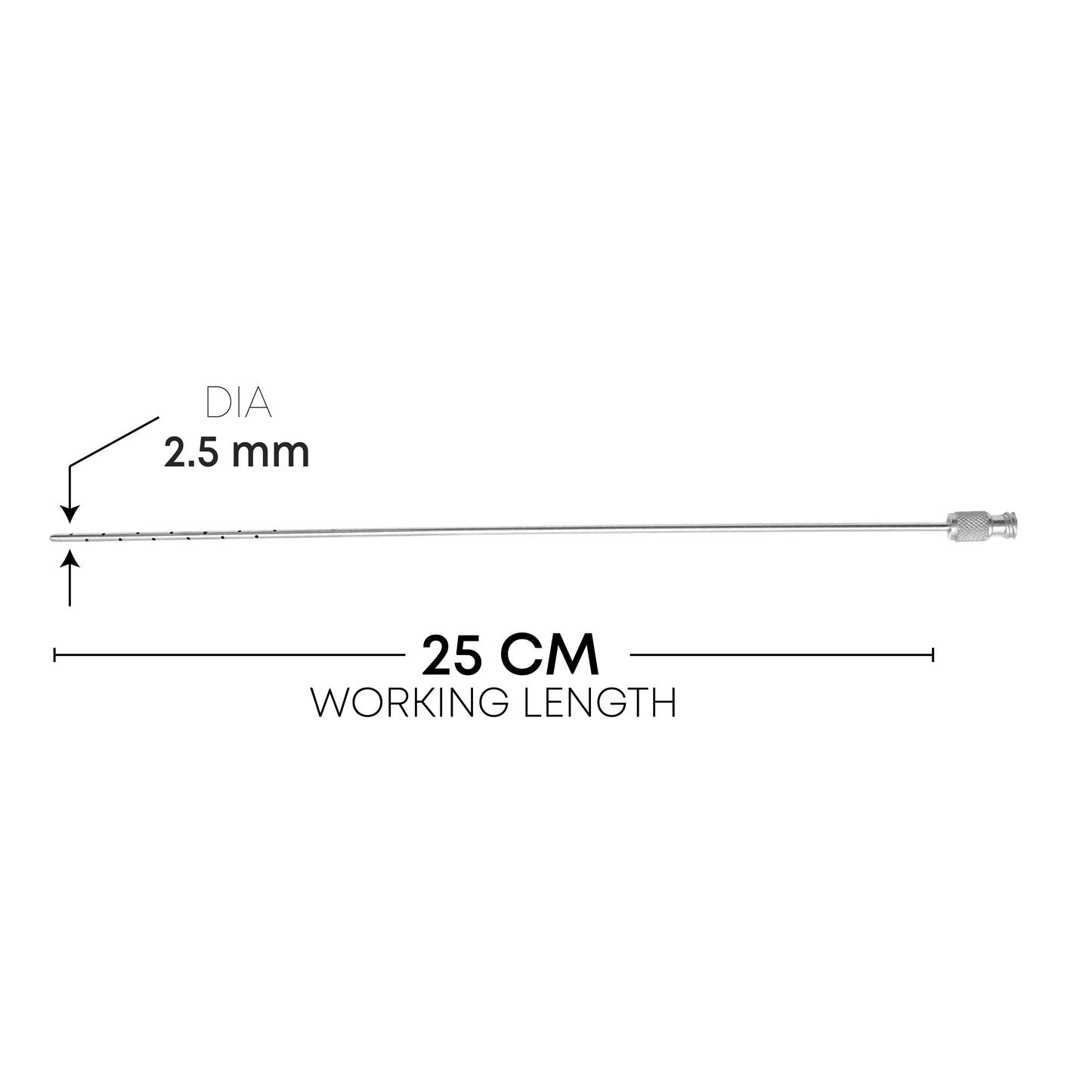 ENTNER Multiport Liposuction Cannula – 26 Holes, Ø2.5mm × 25cm, Luer-Lock
