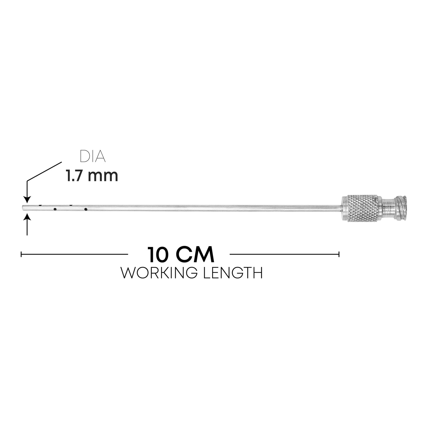 Facial Liposuction Cannula – 8 Holes, Ø1.7mm × 10cm, Luer-Lock